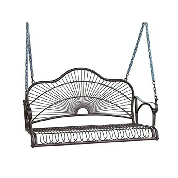 Iron Outdoor Swing - Hammered Bronze Finish - Durable Relaxation Swing - 47"L x 22"W x 24"H