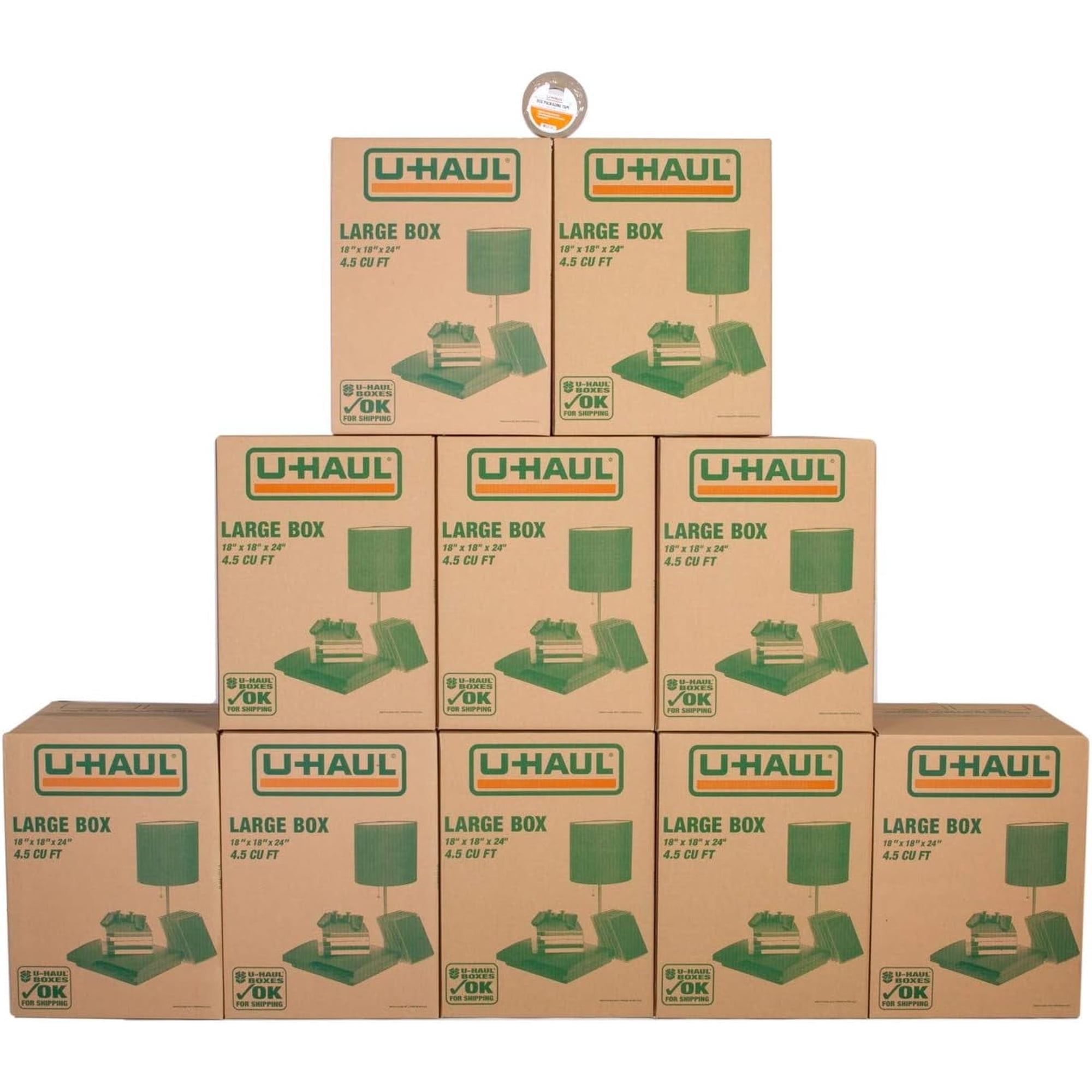U-Haul Large Moving Boxes, 18" L x 18" W x 24" H, Pack of 10
