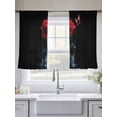 thumbnail image 5 of Sheer Curtains 54 Inches Long 2 Panels, Splash Drop Red Rose Butterfly on Black Rod Pocket Curtain Voile Draperies, Modern Abstract Art Light Filtering Window Treatment for Living Room, 5 of 8