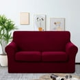 thumbnail image 7 of U-NICE HOME 3 Pieces Stretch Loveseat Cover Couch Cover Sofa Cover Washable Sofa Slipcover With Individual Seat Cushion for 2 Cushion Couch Sofa Pet Friendly, Burgundy, 7 of 7