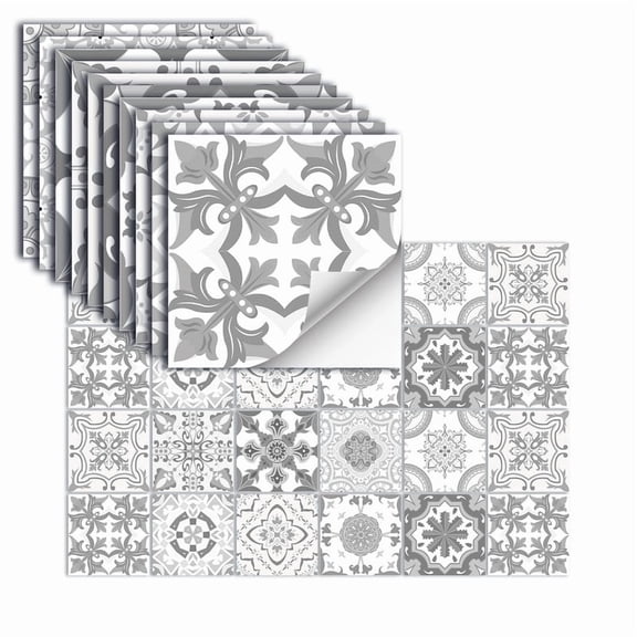 48 PCS Moroccan Tile Stickers 10x10cm, Removable Waterproof Oil Proof Wall Decals, Traditional Vintage DIY Mural for Kitchen Bathroom Backsplash Wall Decor