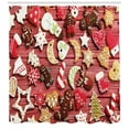 thumbnail image 3 of Ambesonne Gingerbread Man Shower Curtain, Sugary Treats, 69"Wx84"L, Red Brown White, 3 of 3