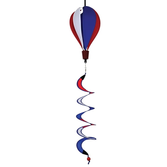 In the Breeze 1045 — Mini Red White Blue Hot Air Balloon Wind Spinner — Colorful Patriotic Outdoor Hanging Decor