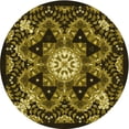thumbnail image 1 of Ahgly Company Machine Washable Indoor Round Transitional Black Brown Area Rugs, 7' Round, 1 of 7