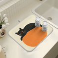 thumbnail image 4 of Yayeee Dish Drying Mat for Kitchen Counter 16" x 18" Microfiber Super Absorbent Coffee Decorative Pad, Black Cat Orange Ball, 4 of 9