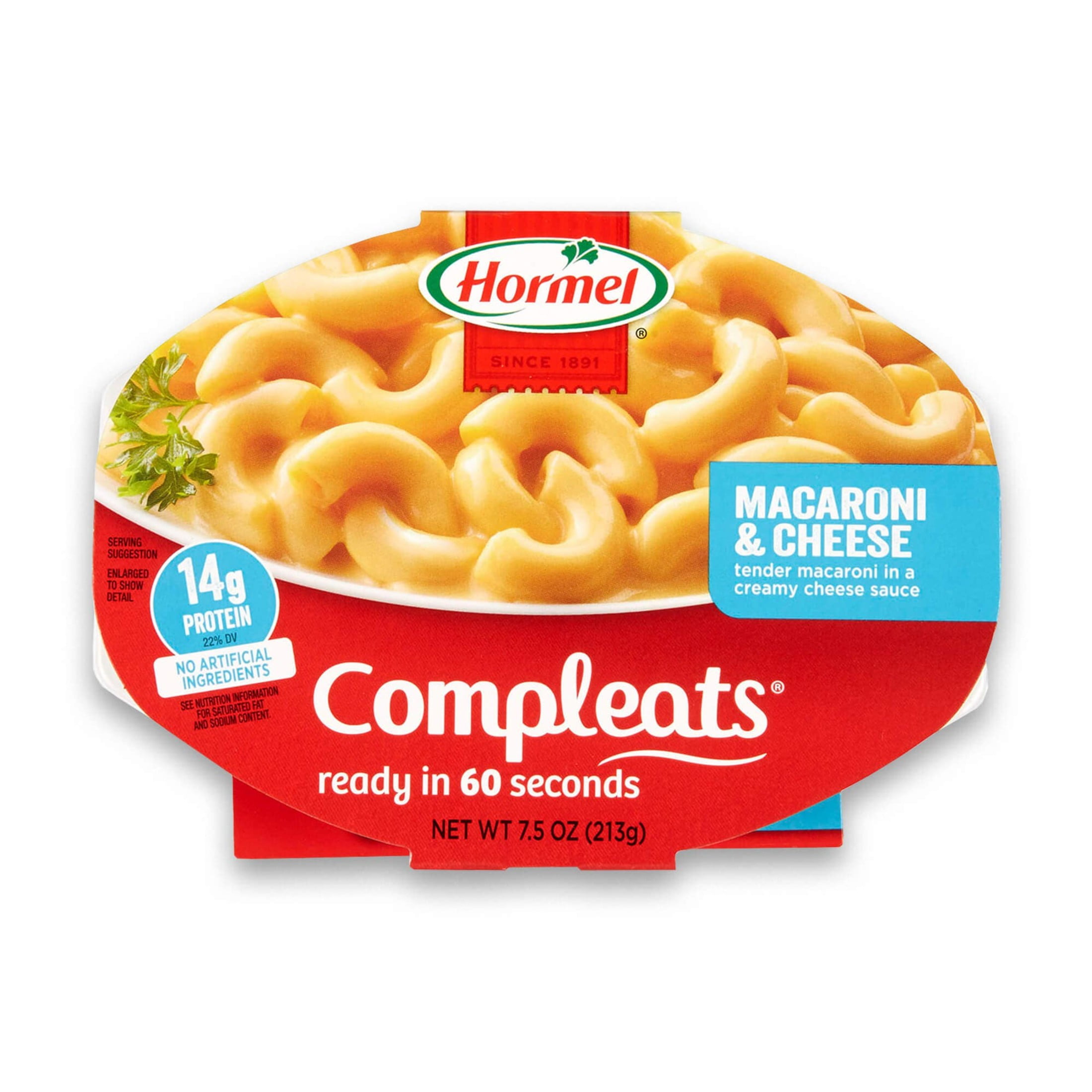 (7 pack) HORMEL COMPLEATS Macaroni & Cheese, Shelf-Stable, 14 grams Protein Per Serving, 7.5 oz Plastic Microwaveable Tray