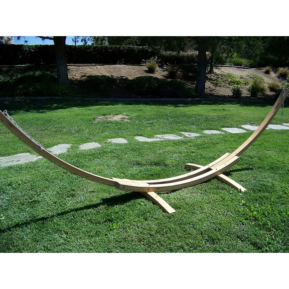 Petra Leisure 14 Ft. Natural Stain Wooden Arc Hammock Stand   Quilted Fiesta Color, Double Padded Hammock Bed. 2 Person Bed. 450 LB Capacity