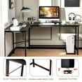 thumbnail image 3 of Patiojoy L-Shaped Desk with Power Outlet 66" Computer Corner Desk with CPU Stand & Heavy-duty Metal Frame Black, 3 of 9