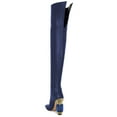 thumbnail image 3 of FSJ Women Simple Square Closed Toe Over The Knee Boots Sparkly Crystal Block Heel Thigh High Boots Back Zipper Party Prom Office Boots Shoes Size 15 Navy, 3 of 4