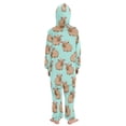thumbnail image 3 of Capybare Pattern One Piece Pajamas Soft Jumpsuit Cozy Sleep and Play Romper Zipper and Pockets 12Y-13Y, 3 of 8