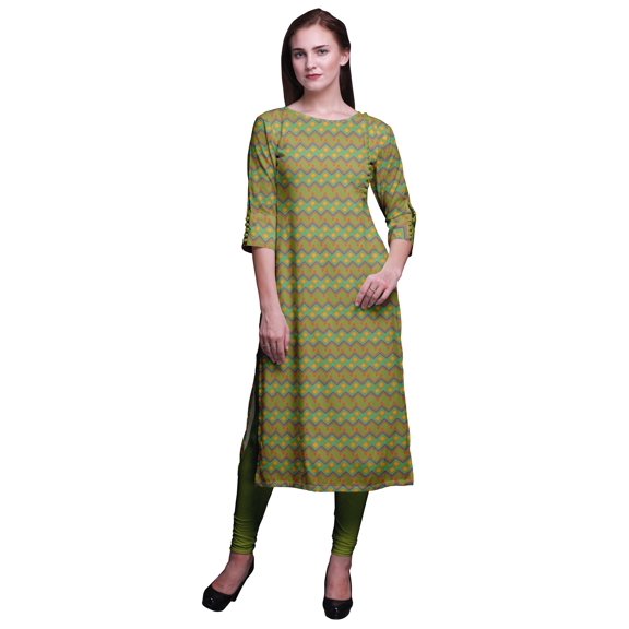 Bimba 3/4 Sleeve Printed Kurti Summer Wear Kurta Straight Tunic For Women