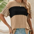 thumbnail image 5 of Womens Summer Short Sleeve Tops Oversized Trendy Round Crew Neck Casual Color Block Shirts Blouses Tunic, 5 of 5