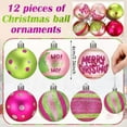 thumbnail image 3 of Cadancy 12 Pcs Christmas Ball Ornaments Decorations Glittering Balls Ornaments Pink Green Xmas Tree Hanging Decoration Plastic Shatterproof Holiday Party Home Decor, 3 of 5