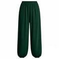 thumbnail image 7 of Women's Ultra Soft Breathable Harem Yoga Pants, Elastic Drawstring High Waist Loose Wide Leg Cuffed Ankle Casual Trousers with Pockets for Yoga Travel Daily Home Army Green L(L), 7 of 7