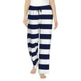 thumbnail image 2 of Goofa Navy Blue And White Stripes Printed Soft Pajama Pants for Women, Wide Leg Comfy Casual Lounge Yoga Pants-Small, 2 of 9