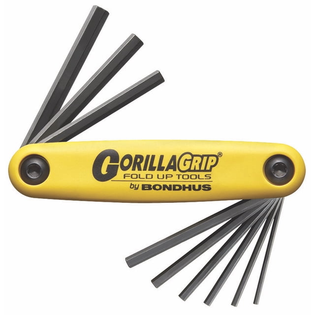 JUEGO DE 9 LLAVES HEXAGONALES RECTAS TIPO NAVAJA "GORILLA GRIP" 5/64" A 1/4". BONDHUS 12589 Bondhus 12589