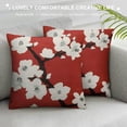 thumbnail image 3 of ONETECH Throw Pillow Covers Japanese Tree Eastern Nature Home Flowers Cherry Blossom Beige Cream Decorative Pillow Cases Home Decor Square Pillowcases, 3 of 5
