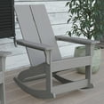thumbnail image 6 of BizChair Modern Commercial Grade All-Weather 2-Slat Poly Resin Wood Rocking Adirondack Chair with Rust Resistant Stainless Steel Hardware in Gray, 6 of 12