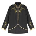 thumbnail image 3 of dPois Kids Boys Palace Prince Gold Embroidered Jacket Coat Halloween Long Sleeve Court Uniform Black 145, 3 of 5