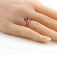 thumbnail image 3 of Gem Stone King 1.12 Ct Round Purple Amethyst White Diamond 18K Rose Gold Plated Silver Ring (Size 5), 3 of 3
