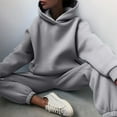 thumbnail image 4 of SELONE Lounge Sets for Women 2 Piece Outfits Pants Sets Dressy Casual Solid Color Two Piece Long Pants Hooded Pullover Long Sleeve Sweatshirts Sets 28-Gray S, 4 of 8