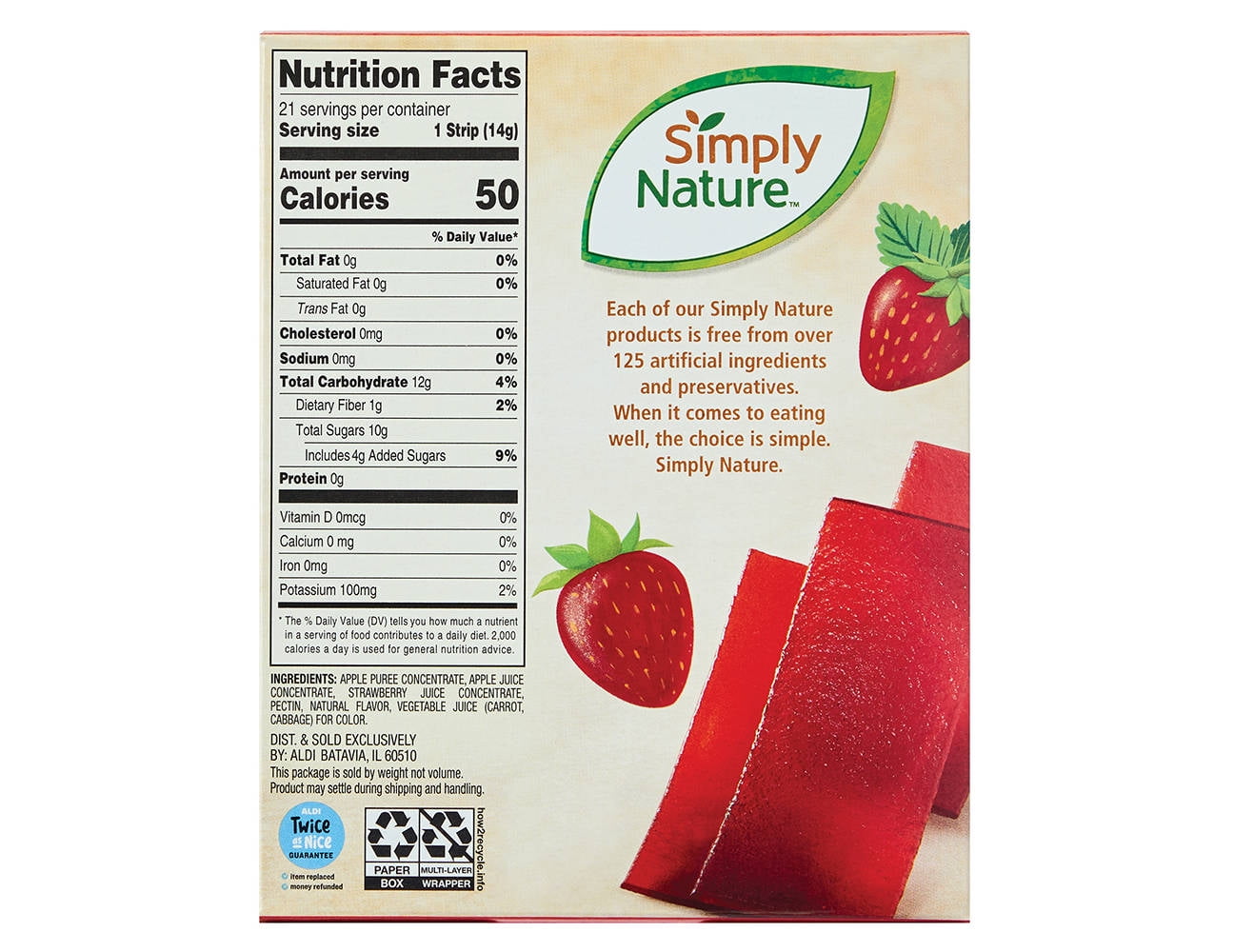 Simply Nature Strawberry Fruit Strips Non-GMO Verified - 3 Pack
