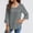 *Gray, variant on ClodeEU Women's Lace Trim 3/4 Sleeve Linen Blend Top ,Loose Fit Solid Color Casual Crewneck Blouse Gray,Womens Plus XXL