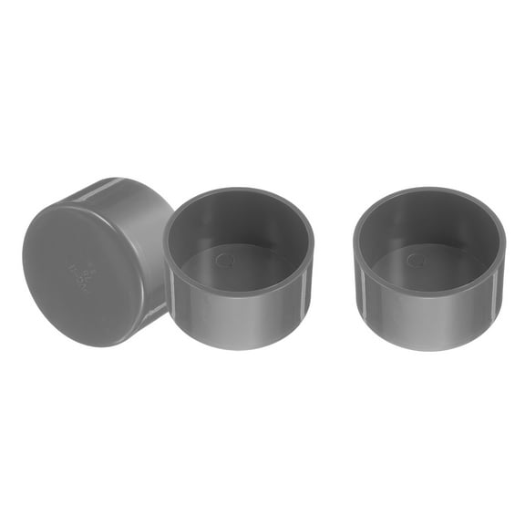 3Pcs Pipe End Cap Fitting, 75mm/3" ID Furniture Grade Pipe End Cap, Grey
