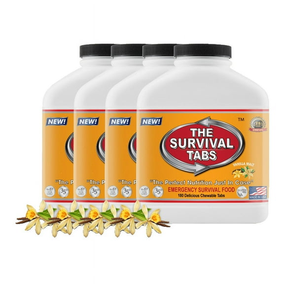 720 tabs Snack Food for 60 Days Emergency Survival MREs Meals Ready-to-eat Bugout for Travel Camping Boating Biking Hunting Activities Gluten Free and Non-GMO 25 Years Shelf Life - Vanilla Malt Flavor