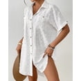 thumbnail image 6 of Bsubseach Fashion Women Beach Cover Ups Swiss Dot Shirt Dresses Button Down Swim Coverup Vacation Outfits, 6 of 6