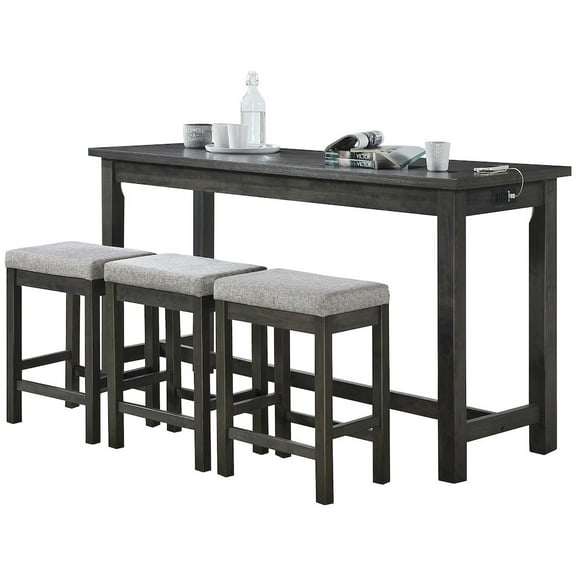 Lexicon Connected 4 Piece Wood Counter Height Dining Set in Brownish Gray