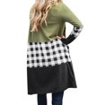 thumbnail image 4 of Women Checkered Colorblock Long Sleeve Mid-Length Cardigan Top, 4 of 7