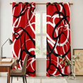 thumbnail image 5 of Kitchen Curtains 84 Inch Length 2 Panels, Red Geometric Grommets Window Treatment Curtain, Modern Abstract Black White Striped Lines Thermal Curtains Drapes for Living Room/Bathroom, 5 of 9