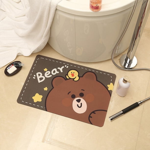 Lenyon-almohadilla absorbente de agua de dibujos animados para baño, almohadilla de piso de barro de imitación de Diatom, antideslizante en la entrada del inodoro Fivean unisex