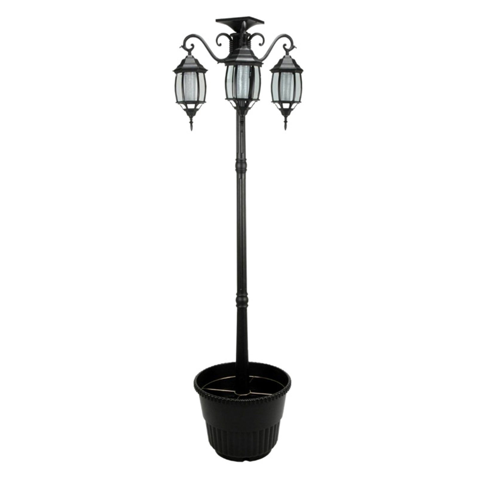 HGC 80 in. Tall 3 Head Solar Lamp Post with Planter - Walmart.com