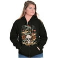 thumbnail image 3 of Love Kills Trust No One Skull Tattoo Unisex Fleece Graphic Zip Up Hoodie Brisco Brands 2X, 3 of 5