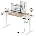 thumbnail image 1 of GUNAITO Height Adjustable Electric Standing Desk, 63 x 28 Inches Sit Stand up Desk, Memory Computer Home Office Desk, White&Brown, 1 of 7