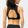 thumbnail image 6 of SHENGYUAN Sports Bras for Women High Support Bra Spring and Summer Zipper Stand Collar Fitness Vest With Chest Pad Hollowed Out Nude Yoga Running Top Black,XXXL/12, 6 of 8