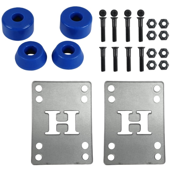 Skateboard Bushings Soft 88 with Clear Riser Pads and 1" Phillips Hardware