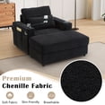 thumbnail image 6 of Chaise Lounge Chair with Cupholders & Charging, 51" Oversized Sleeper Accent Chair with Storage Ottoman, Phone Holder and Side Pockets for Living Room, Black, 6 of 7