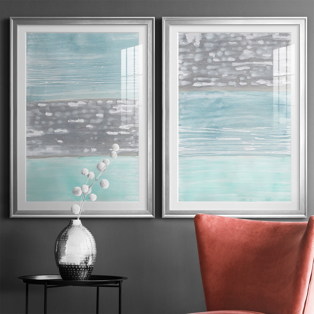 Wexford Home Hydrusphere I Premium Framed Print, 30.5" x 42.5" - Ready to Hang, Silver (Set of 2)