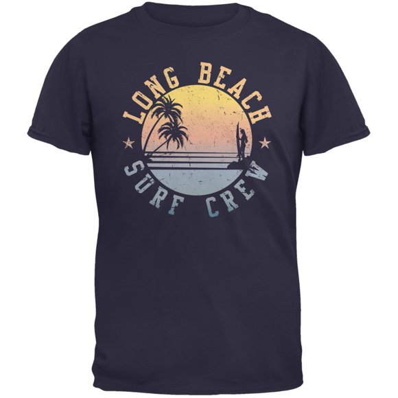 Long Beach Surf Crew Navy Adult T-Shirt
