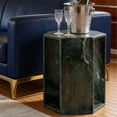 thumbnail image 3 of MDQMD Small Green Marble Side Table,Solid Stone End Table with Hexagonal Shape with Natural Veining,Modern Luxury Side Tables with Polished Finish,Tiny Bedside Tables for Living Room, 3 of 8