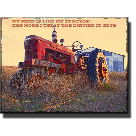 Vintage Tractor Picture on Stretched Canvas, Wall Art Decor Ready to Hang!.