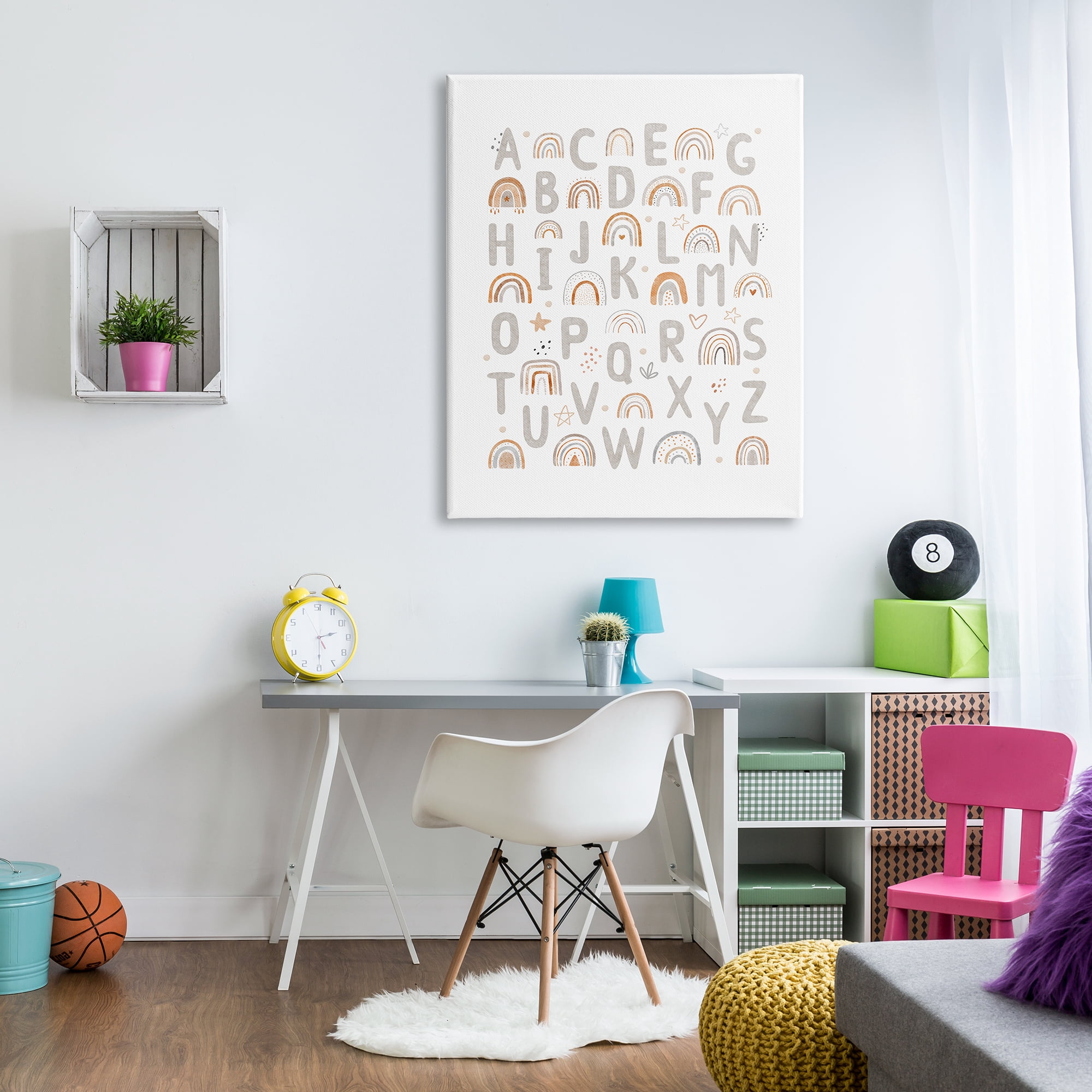 Stupell Industries Pastel Rainbow Alphabet Abstract Painting Gallery Wrapped Canvas Print Wall Art, 36 x 48