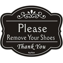 Please Remove Your Shoes Thank You Sign - 6.7 x 5.5 inches Take Shoes off Signs for Front Door- Acrylic 3M Self-Adhesive Wall Decorative Sign Black Small UV Protected