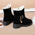 thumbnail image 5 of New Fshion Snow Boots for Women Winter Warm Plus Size Suede Belt Buckle Embellished Round Toe Thick High-heeled Fleece Snow, 5 of 7