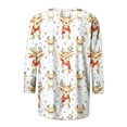 thumbnail image 4 of Byworldtasic Christmas Shirts for Women Plus Size Funny Printed 3/4 Sleeve Tops Round Neck Pullover Blouses S-5XL, 4 of 5