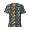 thumbnail image 6 of Qekee Blue Floral Classic Fit T-Shirt Men's Shirt Men's Tight Short Sleeves for Exercise, Running, Mountaineering - Blue Floral, 6 of 9