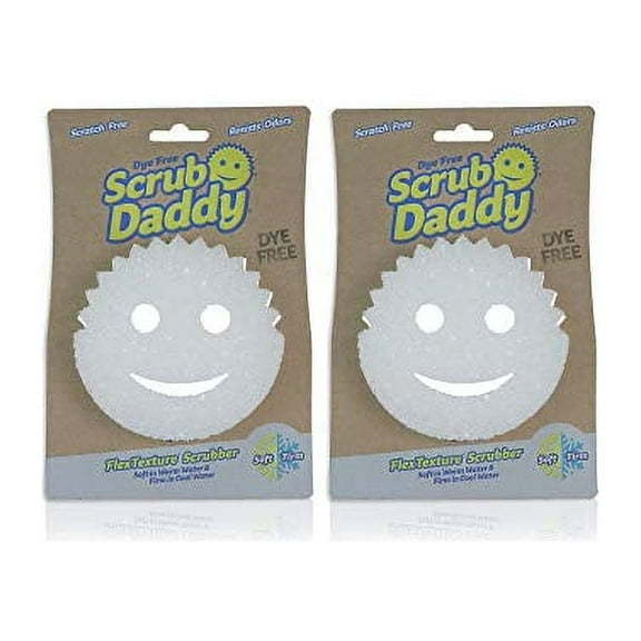 Scrub Daddy Sponge - Dye Free - Scratch-Free Scrubber for Dishes and Home, Odor Resistant, Soft in Warm Water, Firm in Cold, Deep Cleaning, Dishwasher Safe, Multi-use, 1ct (2 pack)